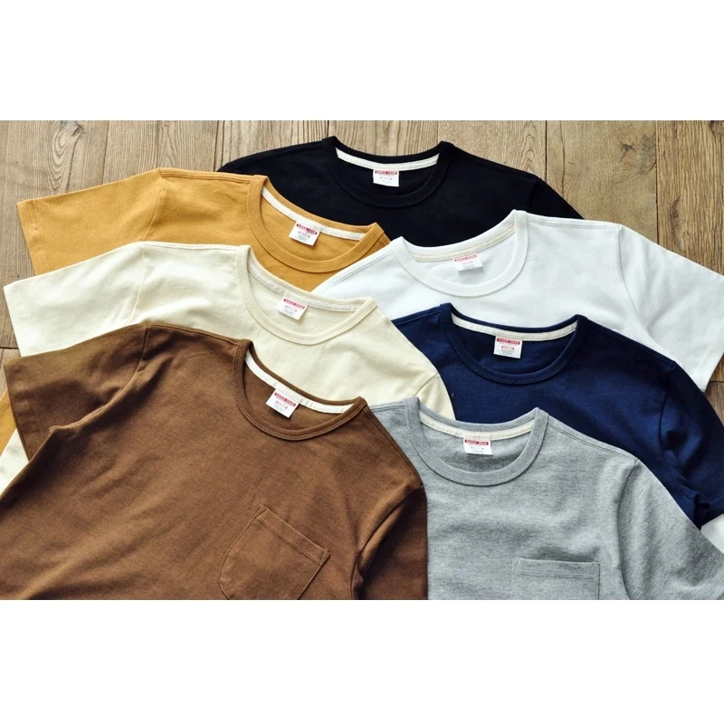

Tops Tees Men's T-shirt Thick Shirts for Men Solid Color Double-woven fabric Short Sleeve Anti-deformation 340g