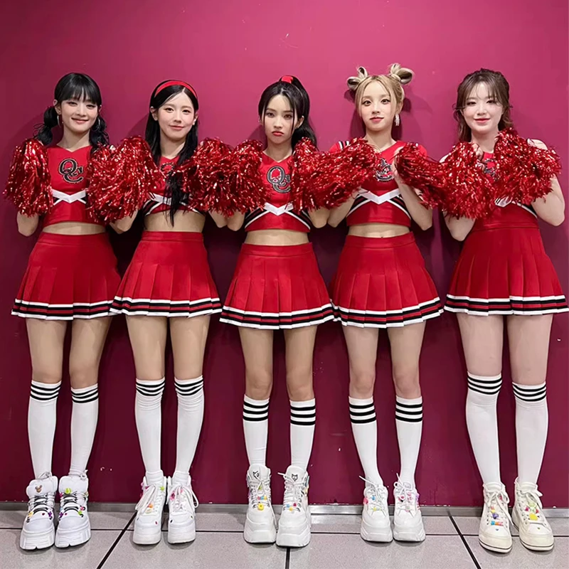 2023 Женская одежда для джазовых танцев женский костюм выступлений красный Kpop Y2K