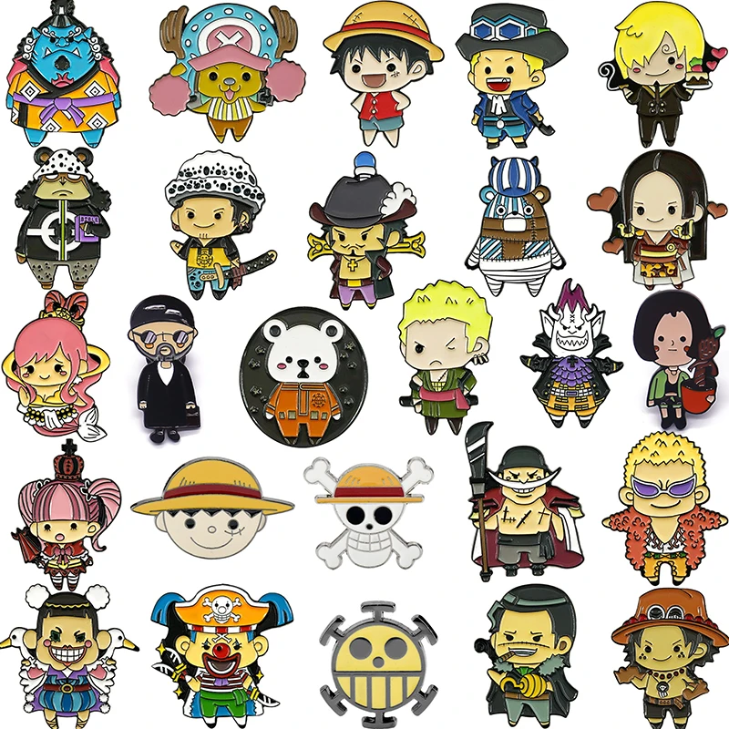 

Cartoon Skull Logo Brooch Japanese Anime Movies Cute Character Pin Metal Badge Hat Jacket Fashion Accessories