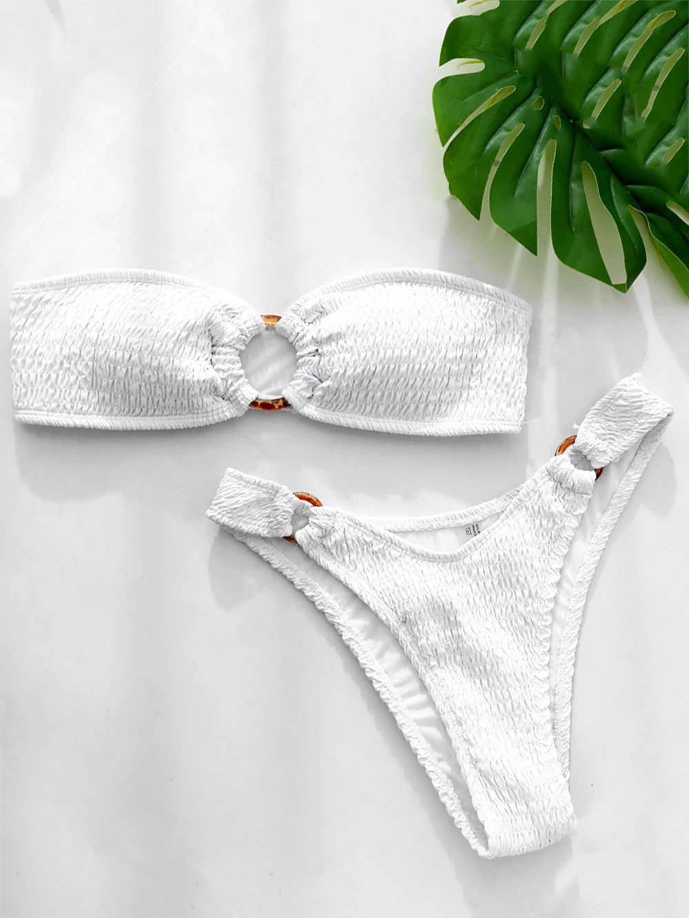 Сексуальный женский белый купальный костюм из крафт-ткани бандо бикини набор с
