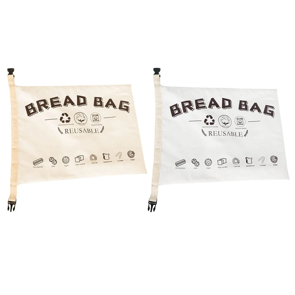 

2Pcs Reusable Multi-function Cotton Bread Bags For Bakery Bread Release Buckle Bags for Wrapping Storage