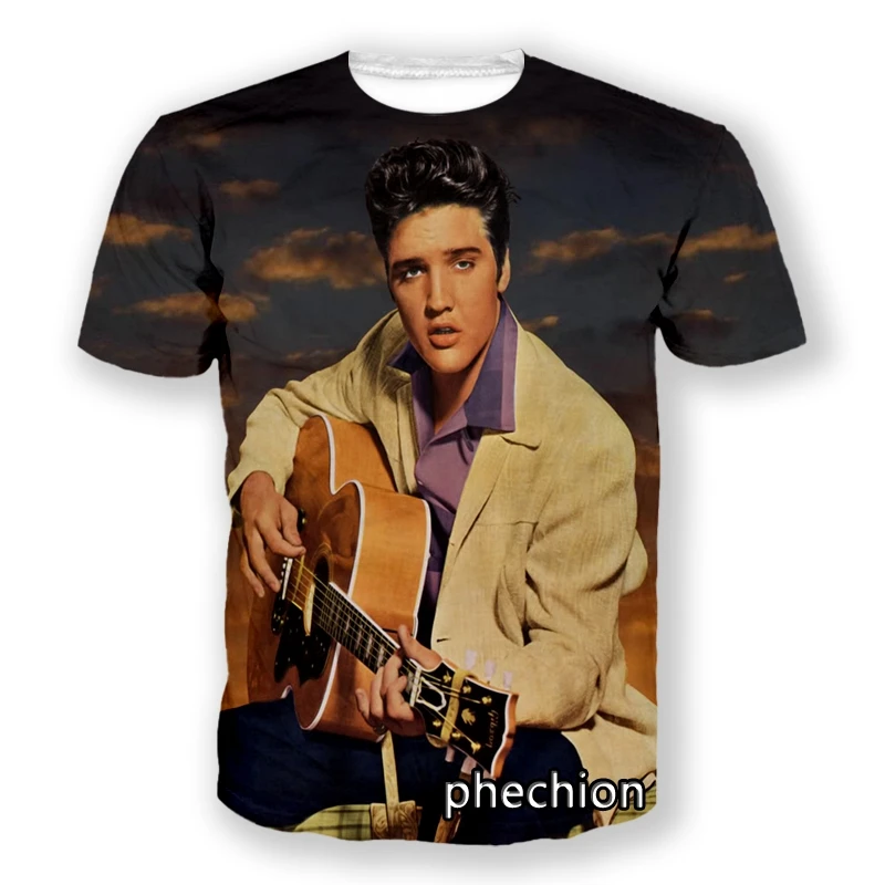 

phechion New Fashion Men/Women Elvis Presley 3D Print Short Sleeve T-Shirt Casual Sporting Hip Hop Summer T Shirt Tops S05