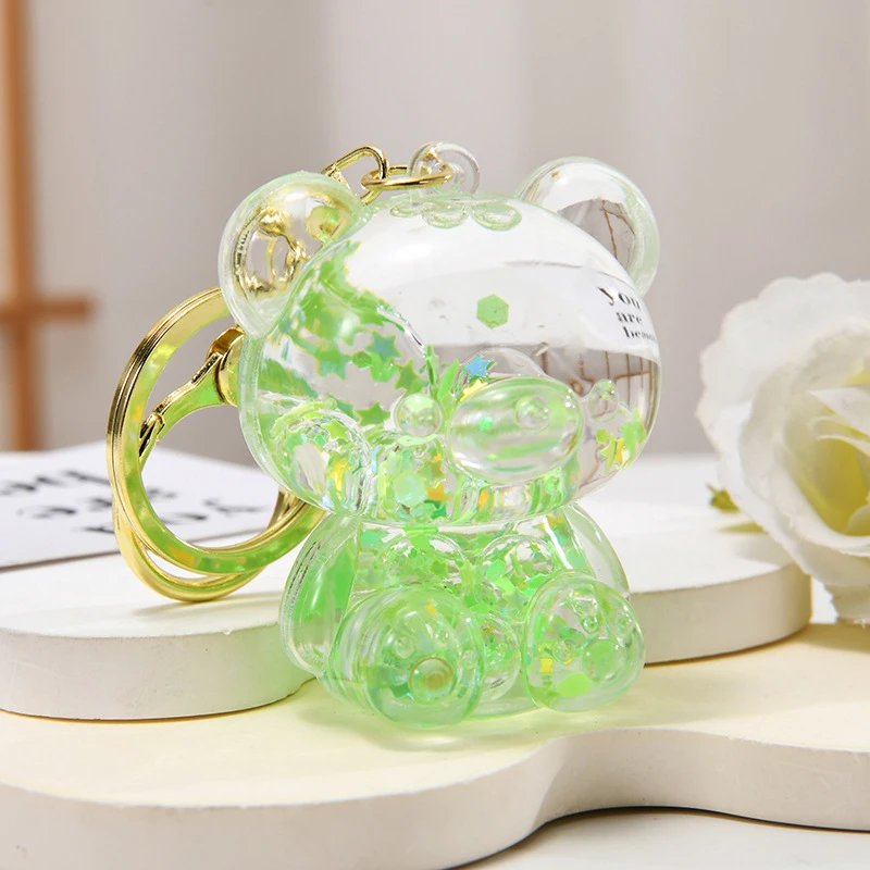 Передвижной жидкий милый маленький медвежонок акриловый брелок с мультяшным