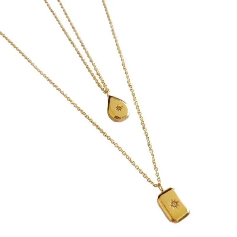 Классическое ожерелье с подвеской в виде капли воды и октаграммой для женщин