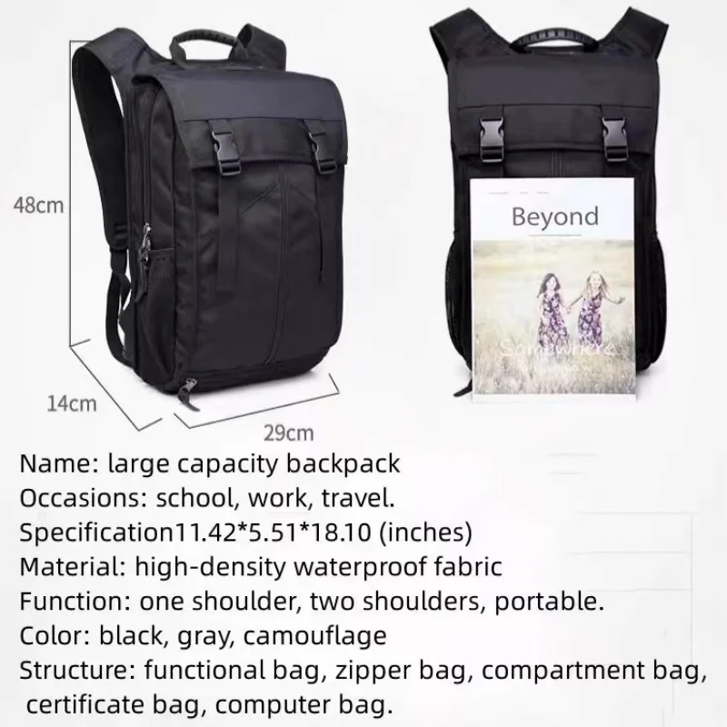 Plecak Rozrywka o dużej pojemności Nowy studencki plecak na komputer Wielofunkcyjna torba podróżna