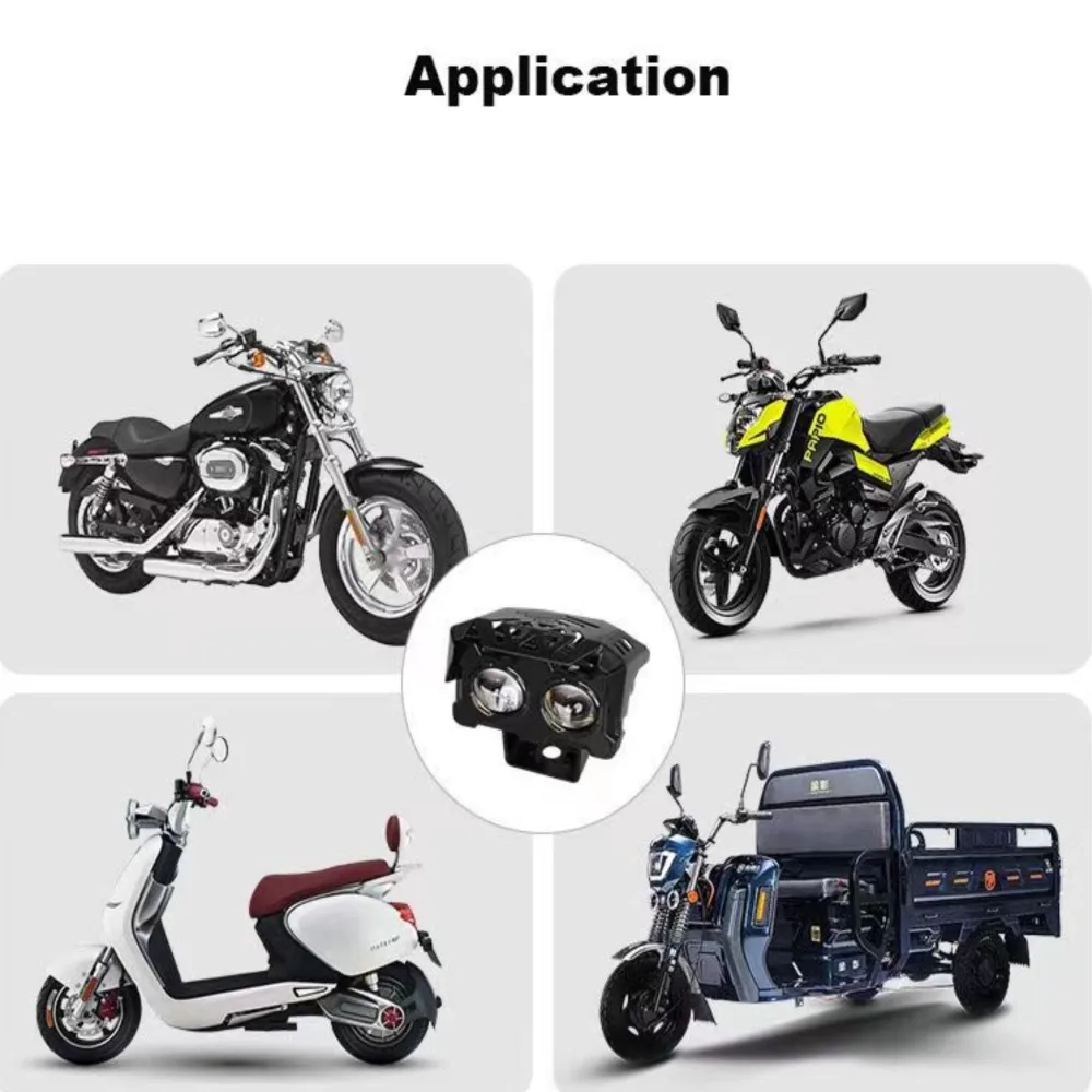 Прожектор для мотоцикла DC12-80V Вспомогательные фары с 2 линзами Передние