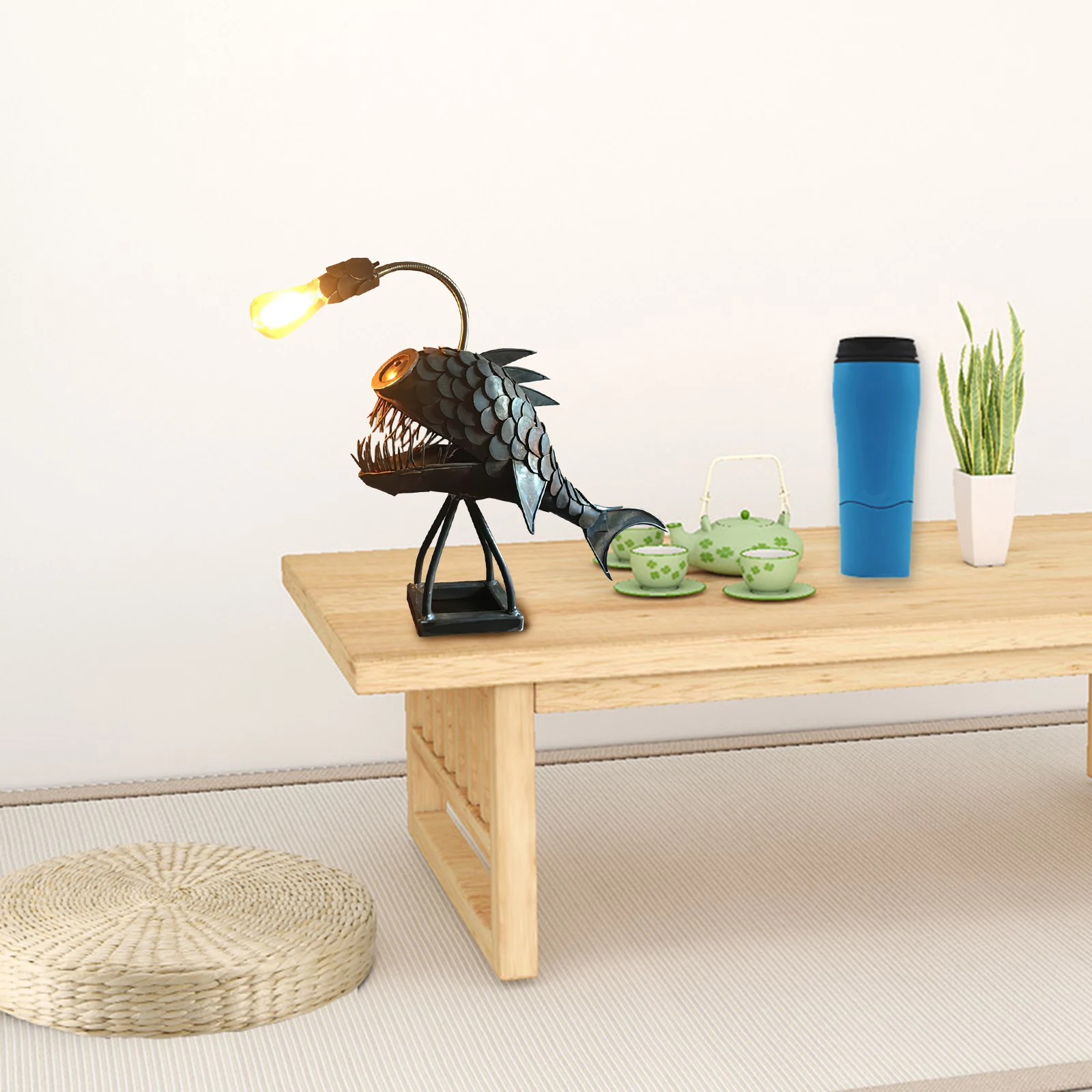 

USB Interface Fishing Night Lights Table Lamps Handmade Unique LED Light For Bedroom Living Room Office Bar Restaurant