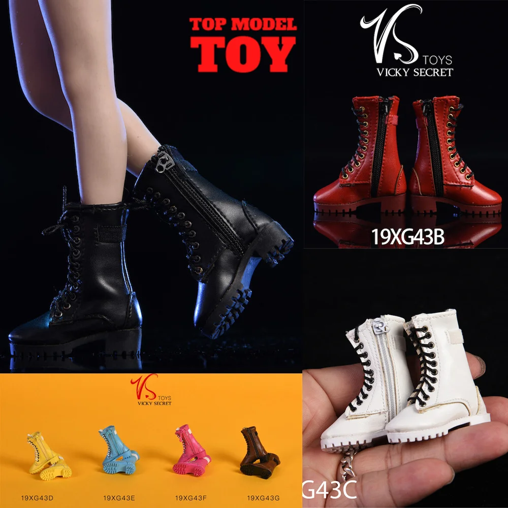 VSTOYS 19XG43 масштаб 1/6 женские солдатские ботинки на молнии средней длины полые кожаные ботинки модели для 12-дюймовых экшн-фигурок кукол