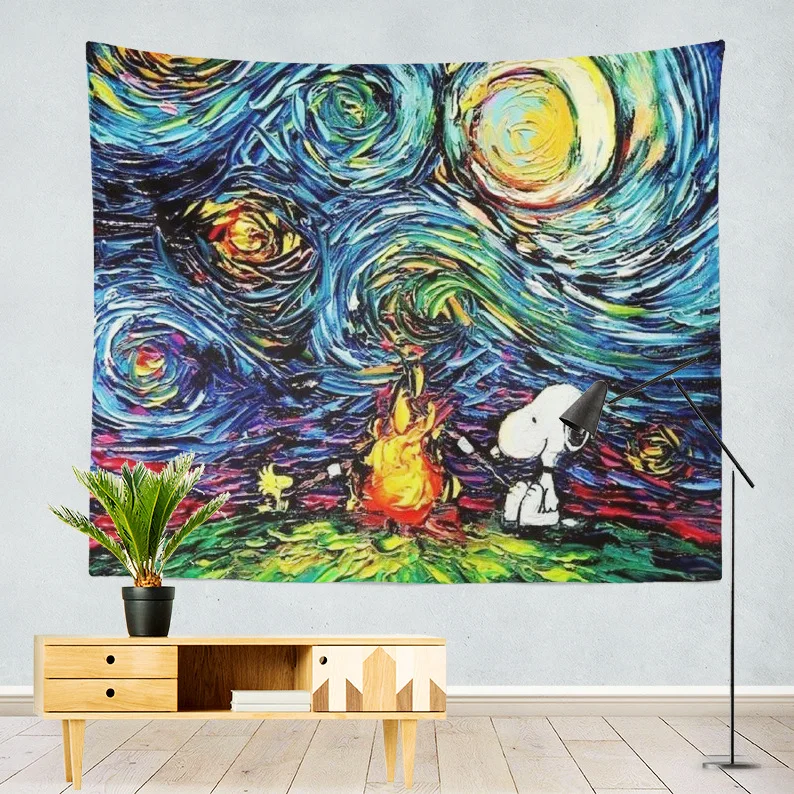 

cloth painting Abstract tapestry dormitory room decoration cartoon background cloth bedroom bedside hanging Abstract landscape