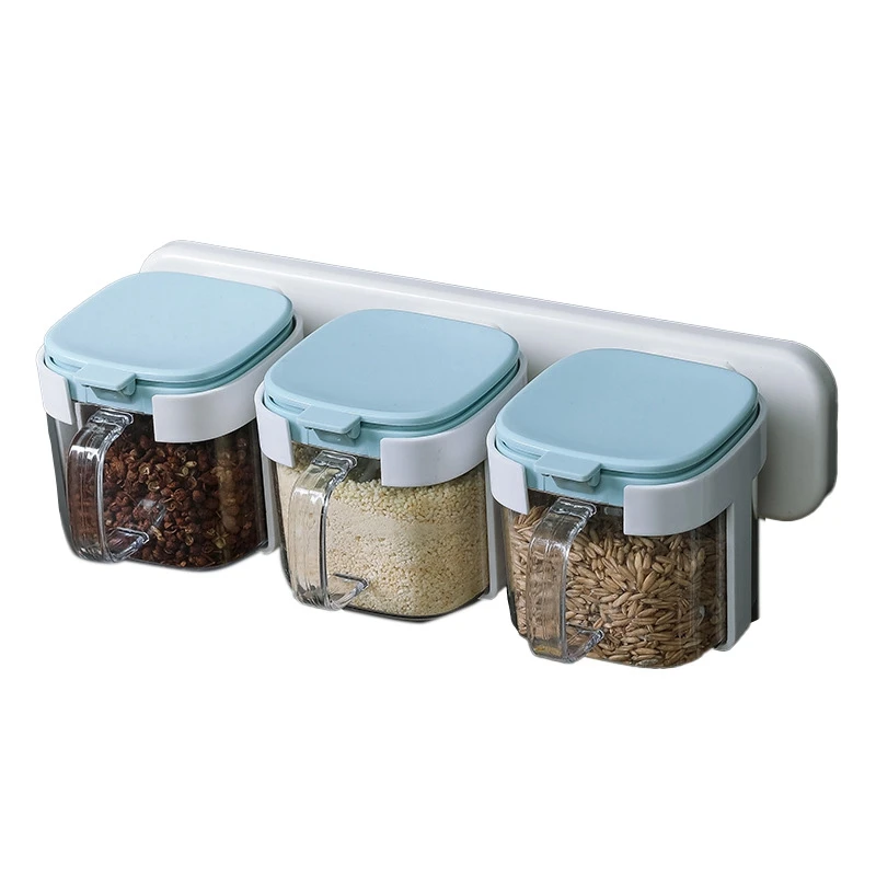 

Wall Mounted Seasoning Box Kitchen Utensils with Cover Material Box Household Spoon Storage Box White