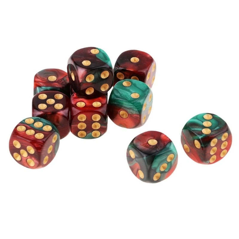 10 шт. 16 мм непрозрачные перламутровые игральные кости |