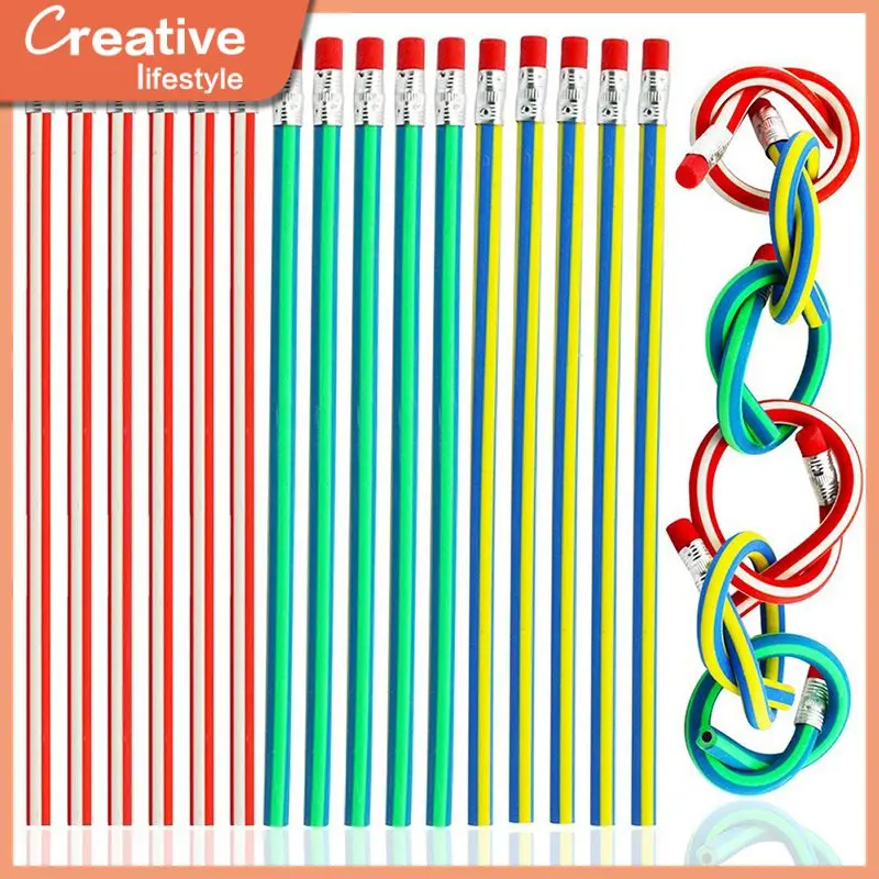 

With Eraser Bendable Pencils Cute Soft Pencil Colorful Bendy Writing Drawing Pens Student School Office Supplies Flexible