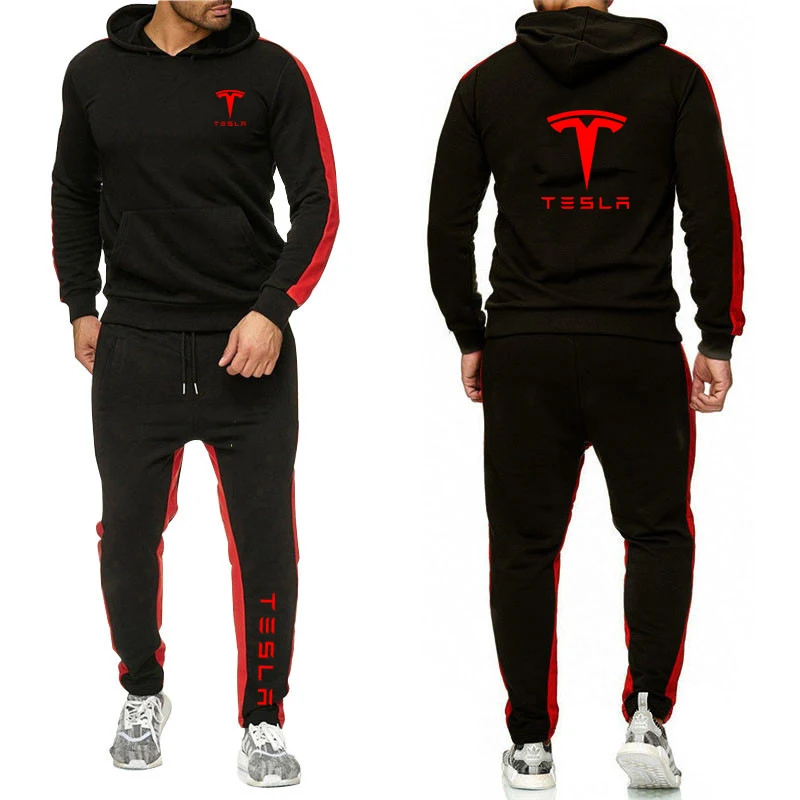 

Tesla Logo 2021 Autumn Winter hoodies suits fashion Fleece hoodie Brand pants Casual Jogger suit tracksuit sweatshirt pullover