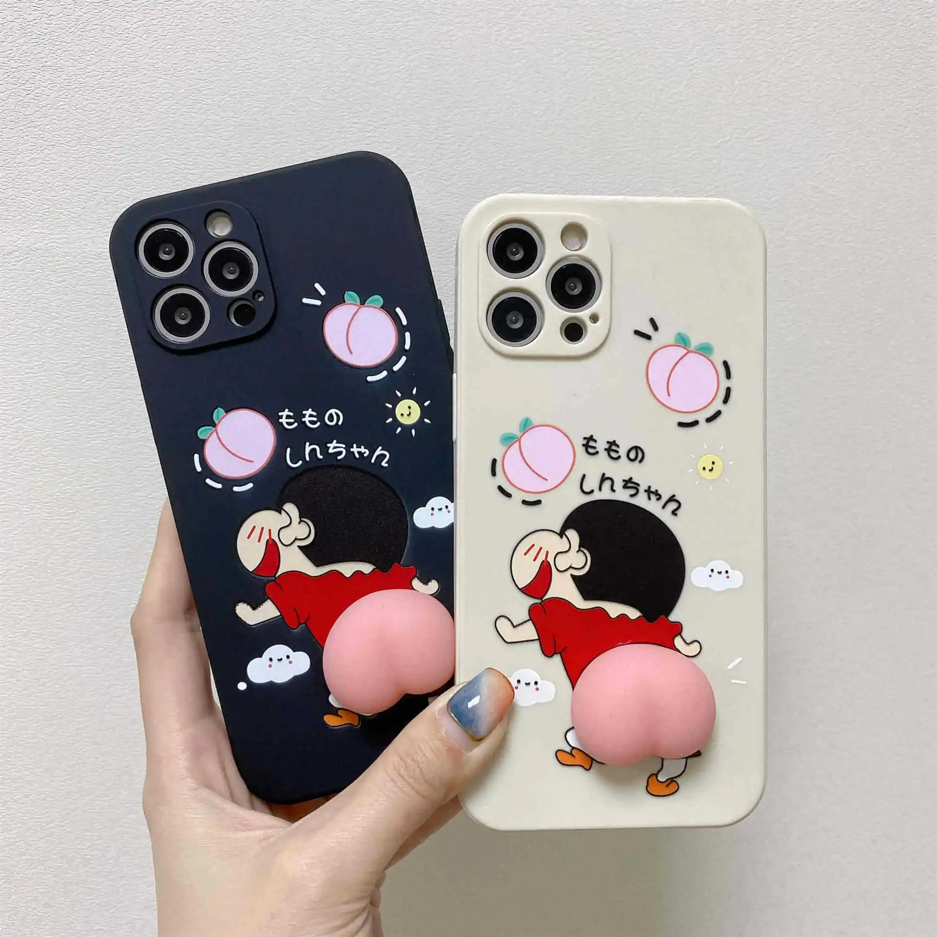 

Cartoon crayon small new for iPhone11 case 12 pinched fart peach silicone