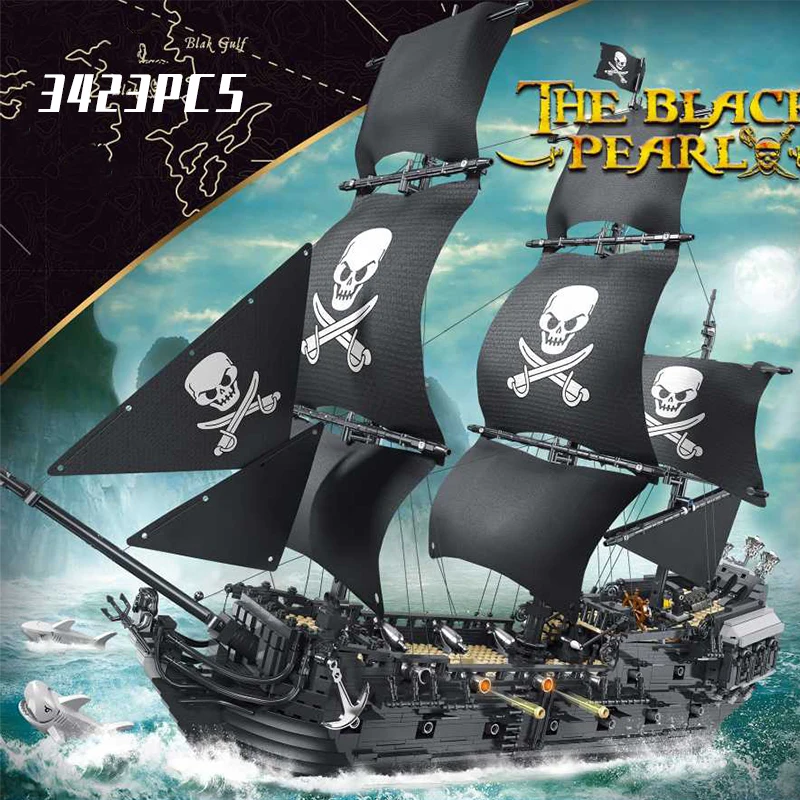 

Moc 3423pcs Pirate Ships Figures Building Blocks The Black Pearl Bricks Set Models Children Toys Gifts Brinquedos