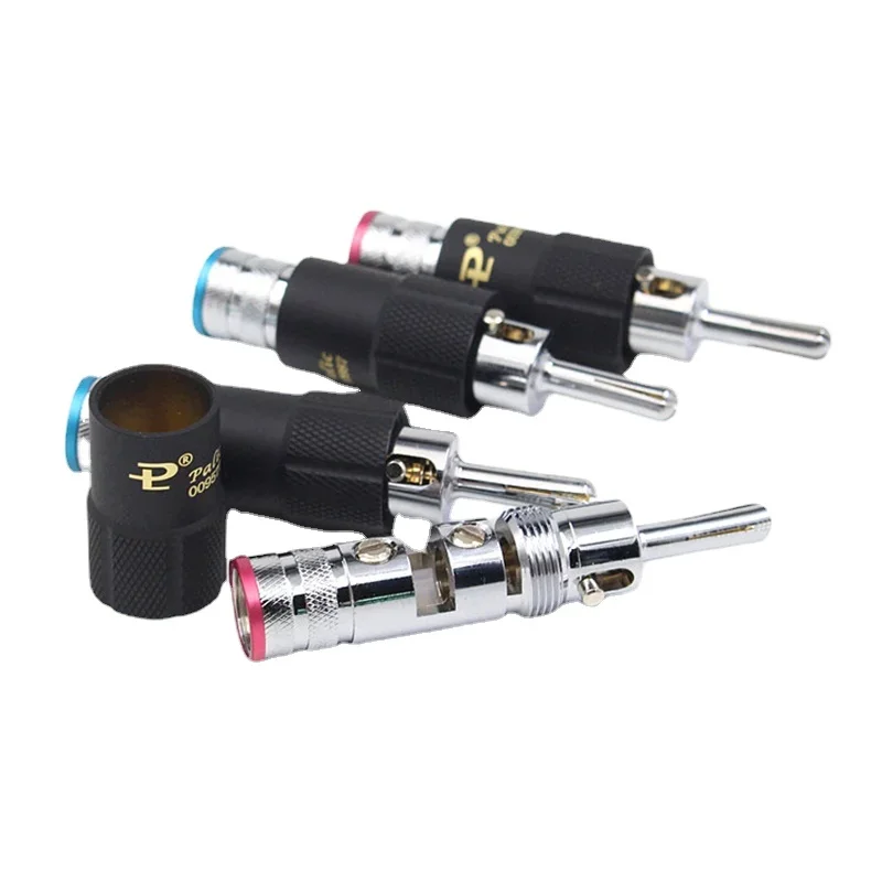 4 шт. штекер типа банан медь позолоченный самоблокирующийся без пайки Hi-Fi аудио