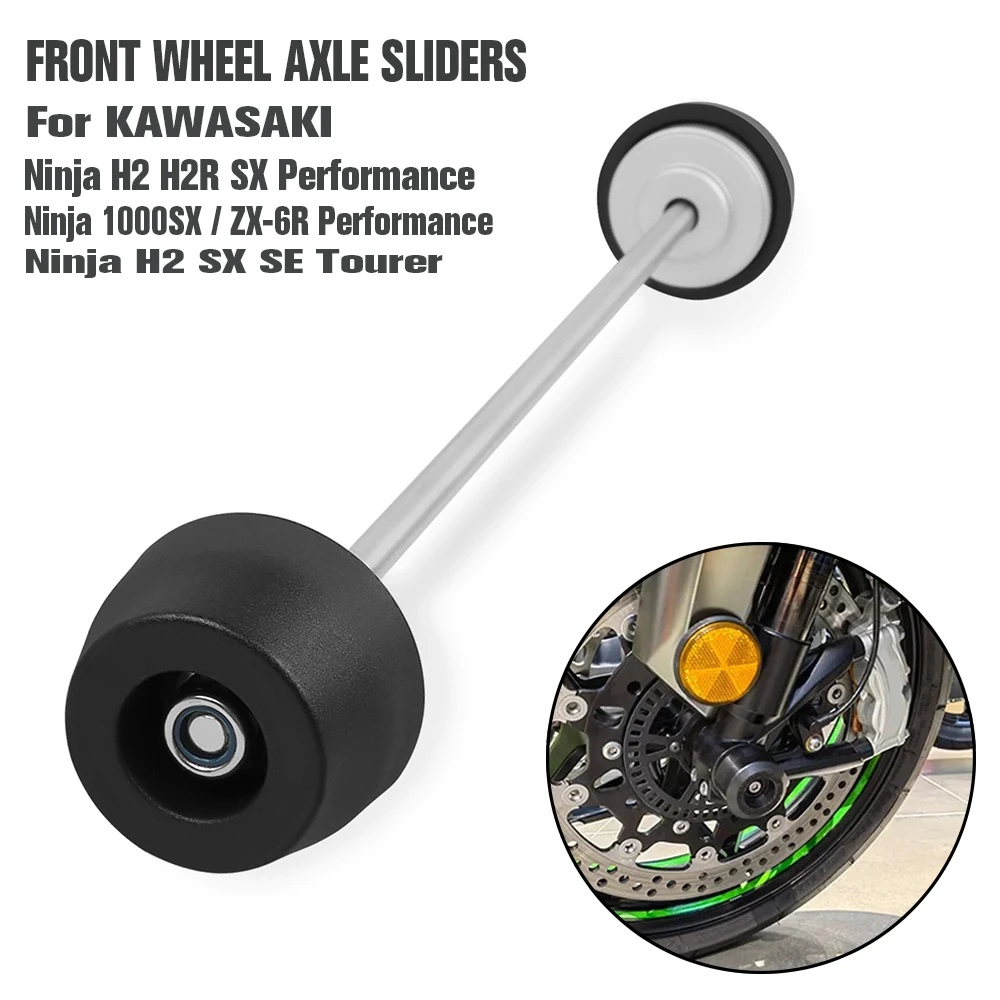 

For KAWASAKI NINJA H2/SX/R/SE/Tourer ZX6R ZX10R ZX10RR Z1000SX Front Axle Slider Motorcycle Wheel Fork Crash Protector H2SX H2R
