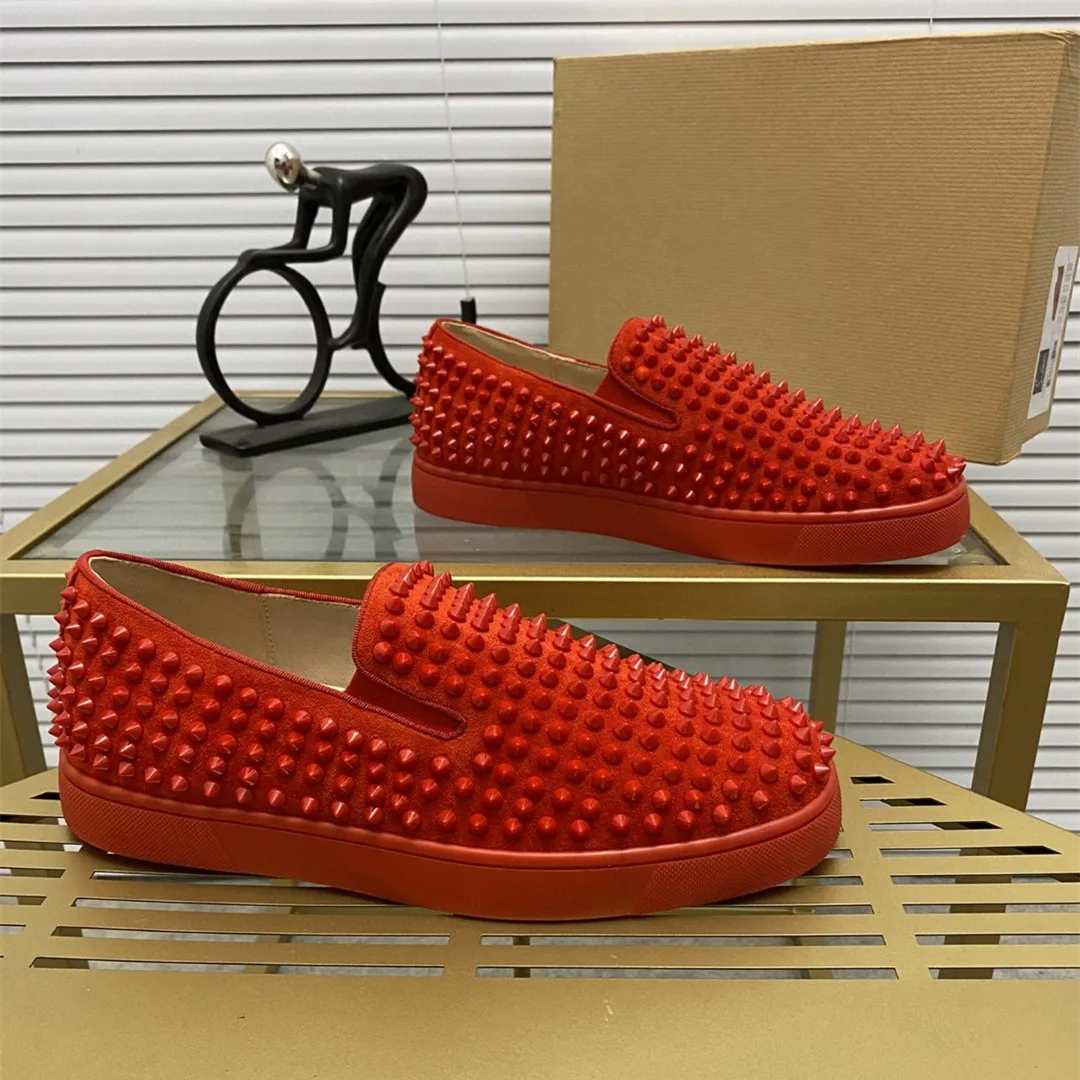 

Мужские кроссовки, лоферы, мужская обувь без шнуровки, зеленая, красная подошва, обувь для мужчин под заказ, Классическая обувь на плоской по...