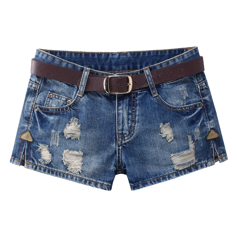 

2023 Patch Denim Shorts Female Summer Low Waist Loose Hole Joker Short Pants Ruffles Rivet Jeans For Woman