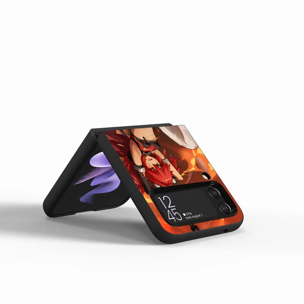 Игровой чехол Koleda Belobog ZZZ для Samsung Galaxy Z Flip 4 3 5G жесткий черный мобильного телефона