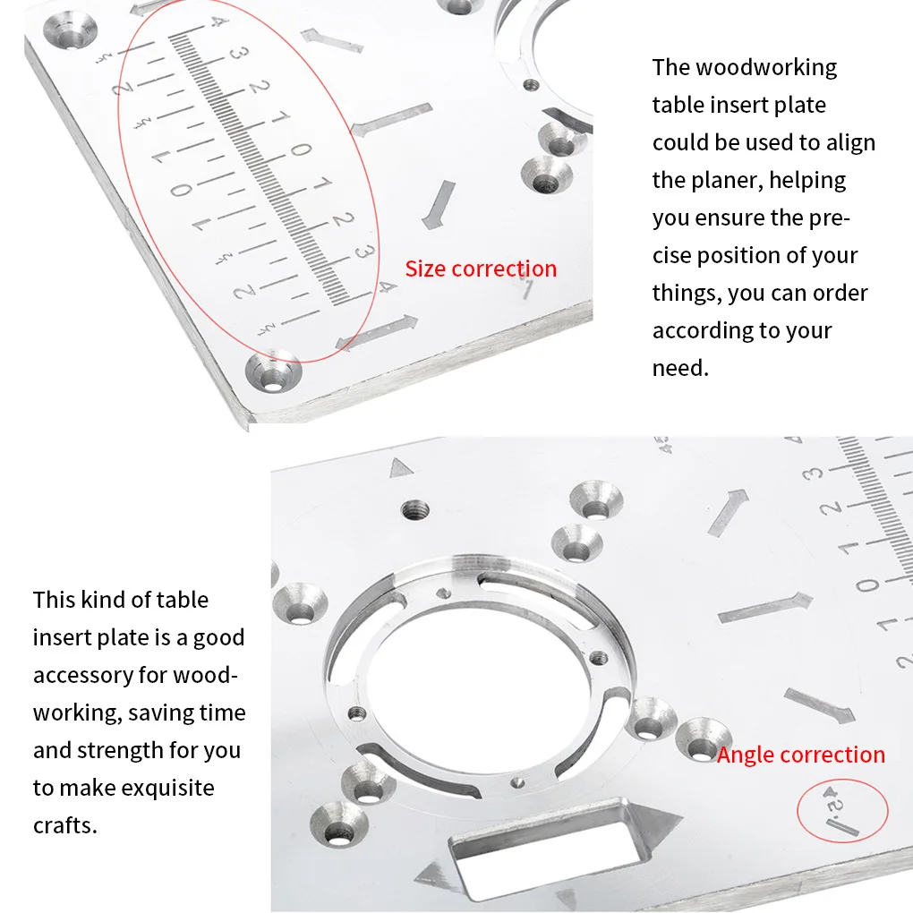 

Table Insert Plate Aluminum Alloy Woodworking Router Insert Plate Wood Engraving Board Ring Black