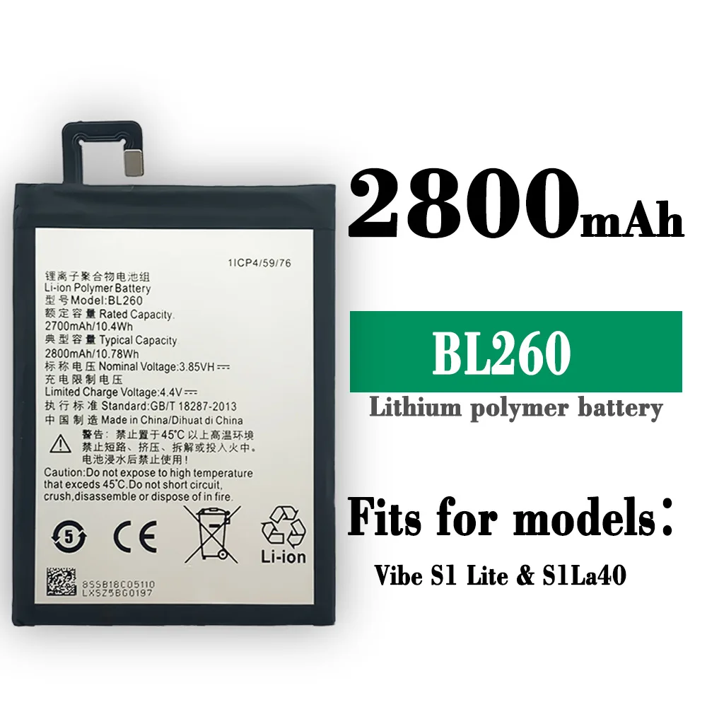 

100% Orginal High Quality Replacement Battery For Lenovo Vibe S1 Lite S1 La40 BL260 Mobile Phone Large Capacity New Batteries