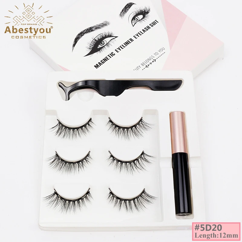 

Abestyou 12mm short 3pairs Magnetic Lashes Eyeliner Suit Magnetische Wimpers Magneet rzesy magnetyczne z eyelinerem ciglia finte