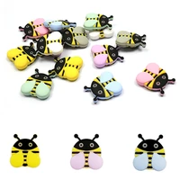 15pcs silicone bee teether beads diy baby teething cartoon animals teeth care pendants toy pacifier jewelry making beads