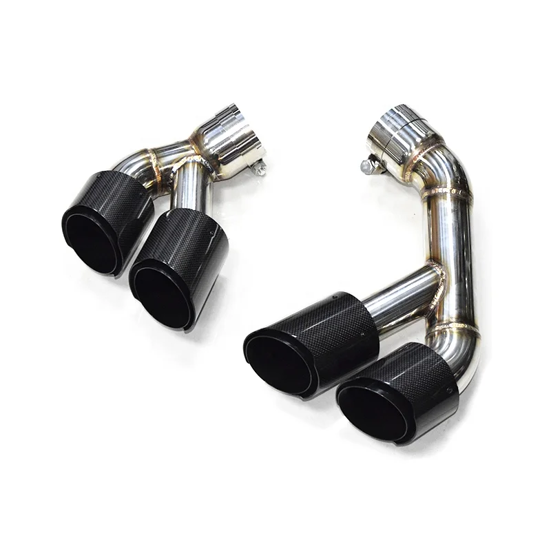 Черная блестящая двухрядная круглая выхлопная труба из углеродного волокна