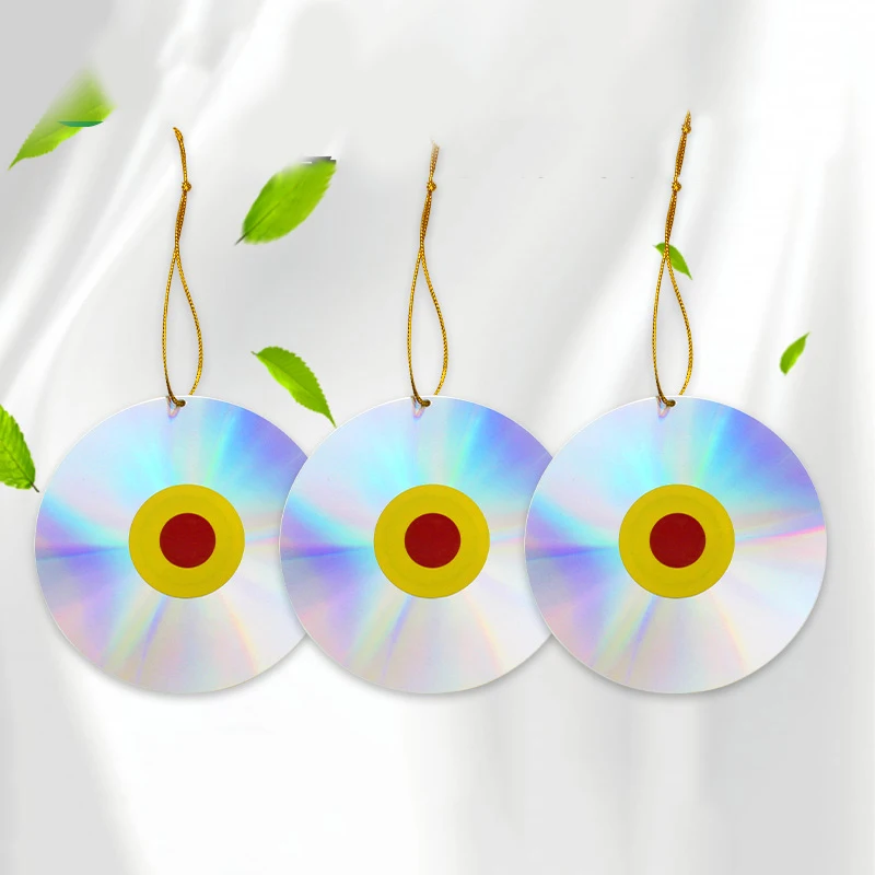 

1PCS Double Sided Reflection Reflective Anti CD Bird Repellant with Bells Garden Plant Protector Garden Decoration