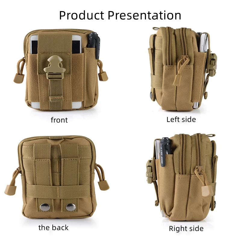Men Tactical Molle Pouch Belt Waist Pack Bag Small Pocket Military Waist Pack Running Pouch Travel Camping Bags Soft Back