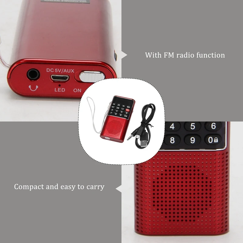 L-328 Mini Portable Pocket FM Auto Scan Radio Music Audio MP3 Player Outdoor Small Speaker With Voice Recorder