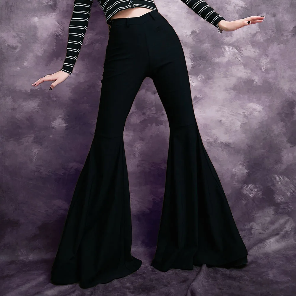 

Rosetic 2022 готические модные повседневные расклешенные брюки женские Ретро кружевные лоскутные тонкие черные весенние брюки с высокой талией ...