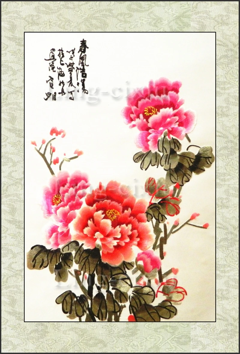 Роспись из высококачественного шелка с вышивкой Пион для гостиной спальни