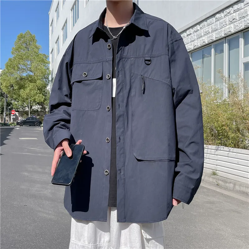 

Рубашка E39 мужская с длинным рукавом, эластичная Хлопковая сорочка с карманами, однотонная Повседневная приталенная, дизайнерская одежда