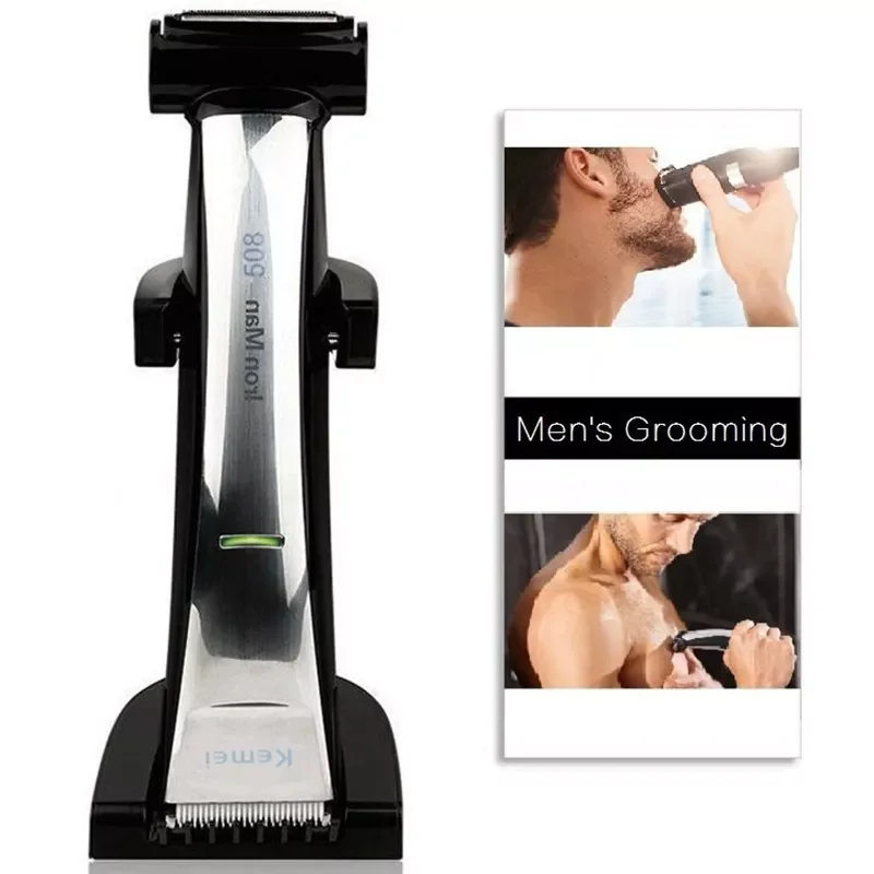 

Original kemei cordless professional beard body hair trimmer for men grooming hair clipper washable haircut machine lithium ion