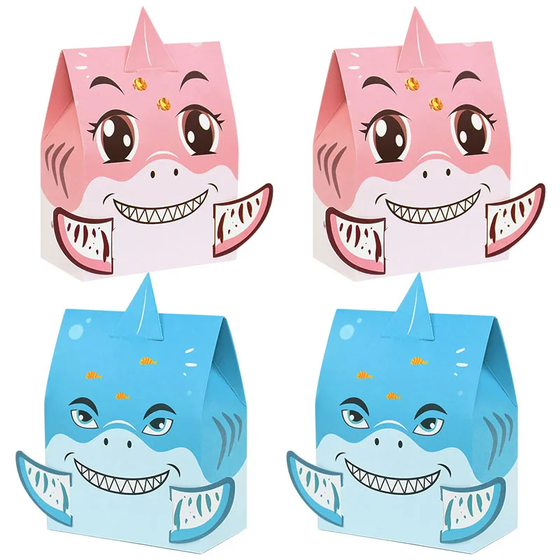 

10Pcs Shark Party Candy Box Paper Gift Boxes Bag Under the Sea Shark Theme Baby Shower Favor Kids Birthday Party Decor Supplies