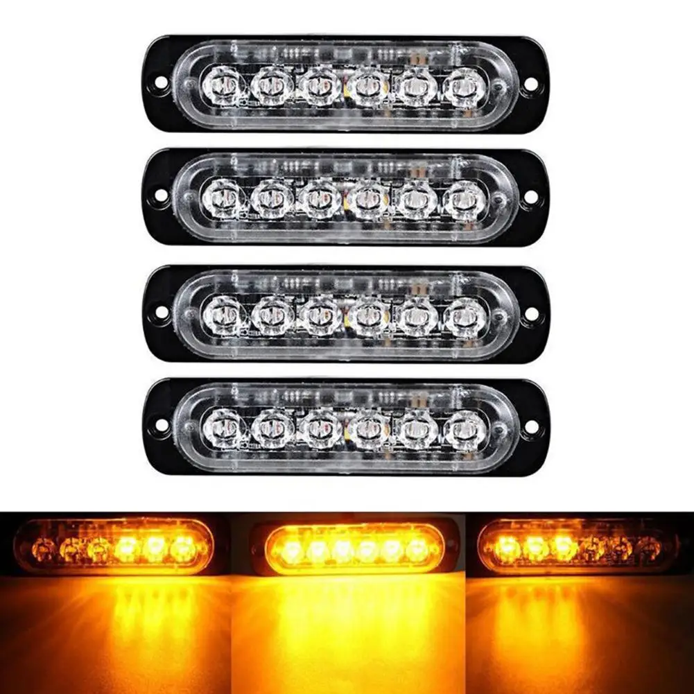 

4PCS 6LED 12V-24V 18W Car Truck Emergency Warning Light Hazard Flash Strobe Light