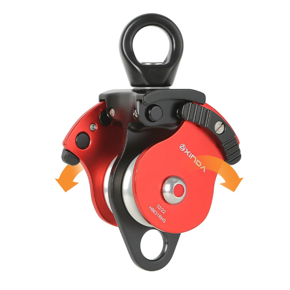 

P479 High Strength Aluminum Alloy Steel Joint Rotary Ring Rope Anti Knot Side Plate Universal Double Pulley Block For