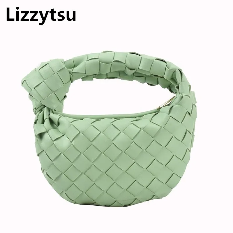 

Lizzytsu Vintage Korean PU Weave Handbags Casual Fashion Luxury Shoulder Bags Zipper Summer Crossbody Solid Streetwear Tote Bag
