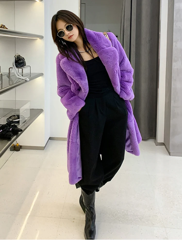 Женское зимнее пальто из натурального меха кролика Рекс |