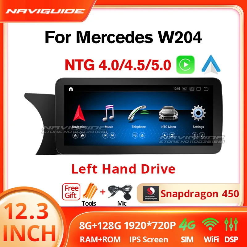 

NAVIGUIDE 12.3'' Android12 For Mercedes W204 W205 2008-2018 Car Radio Stereo Multimedia GPS Player WiFi 4G Carplay Auto Headunit