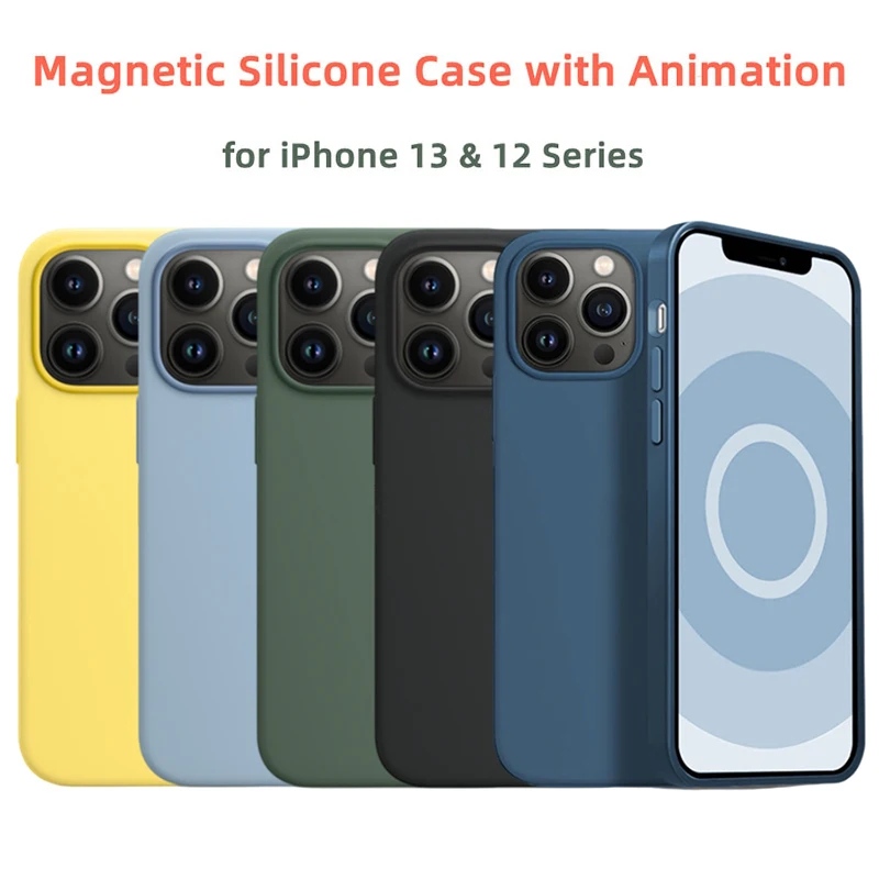 

Animation Apple Magsafe Liquid Silicone Magnetic Case For iPhone 12 13 Pro Max 12 Mini Case Wireless Charging Drop Protect Cover