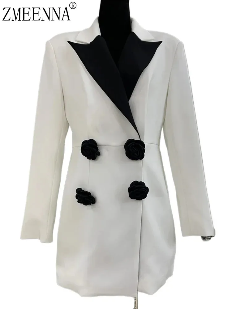 ZMEENNA модные женские пиджаки с трехмерным цветком и контрастным цветочным узором