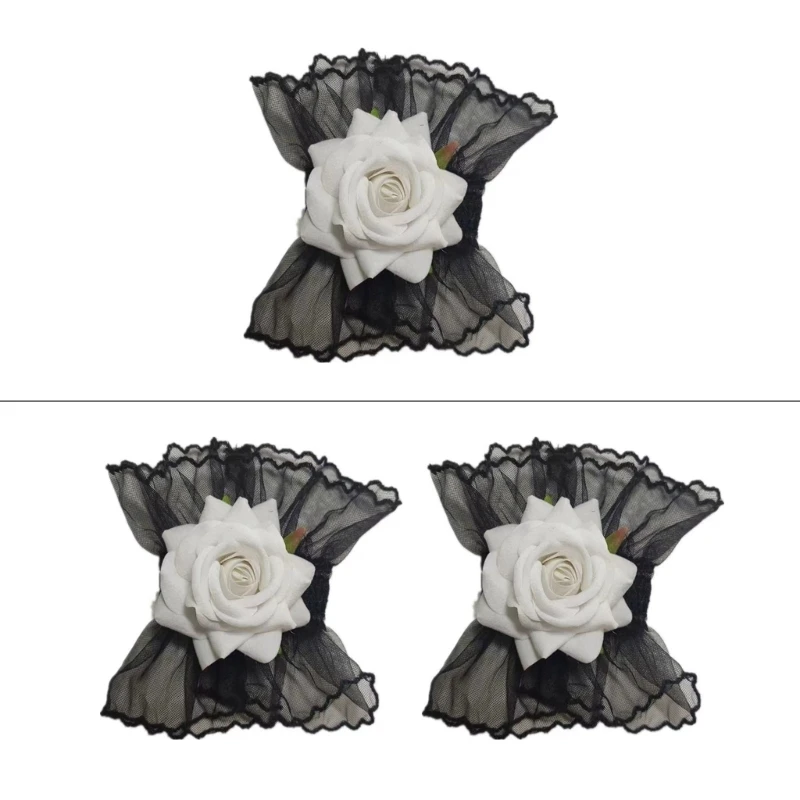 

Wrist Cuffs for Girls Detachable Rose Cuffs Cute Shirt Skirt Decorative Cuffs 28TF