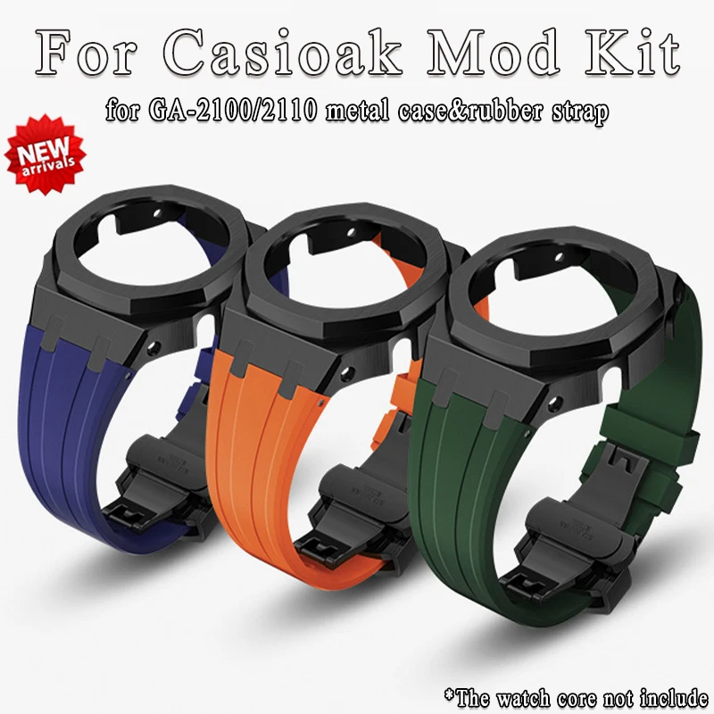 

4rd Modification Kit for Casioak GA2100 Mod Kit Stainless Steel Case Screws Watch Band for GA-2100/2110 Metal Bezel Rubber Strap