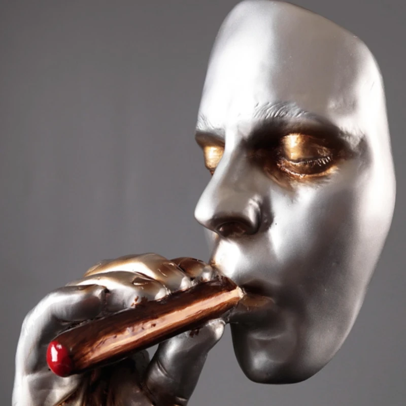 Абстрактная скульптура в стиле ретро статуэтка с лицом курительной сигары