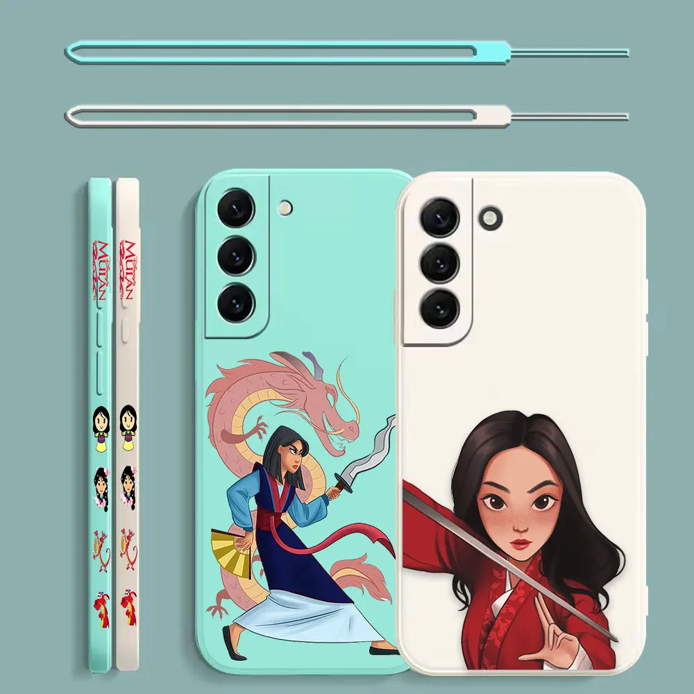 

Cartoon Mulan Cute Girl Phone Case For Samsung Galaxy S23 S22 S21 S20 FE Ultra S11 S11E S10 S10E S9 Plus Lite Liquid Rope Cover