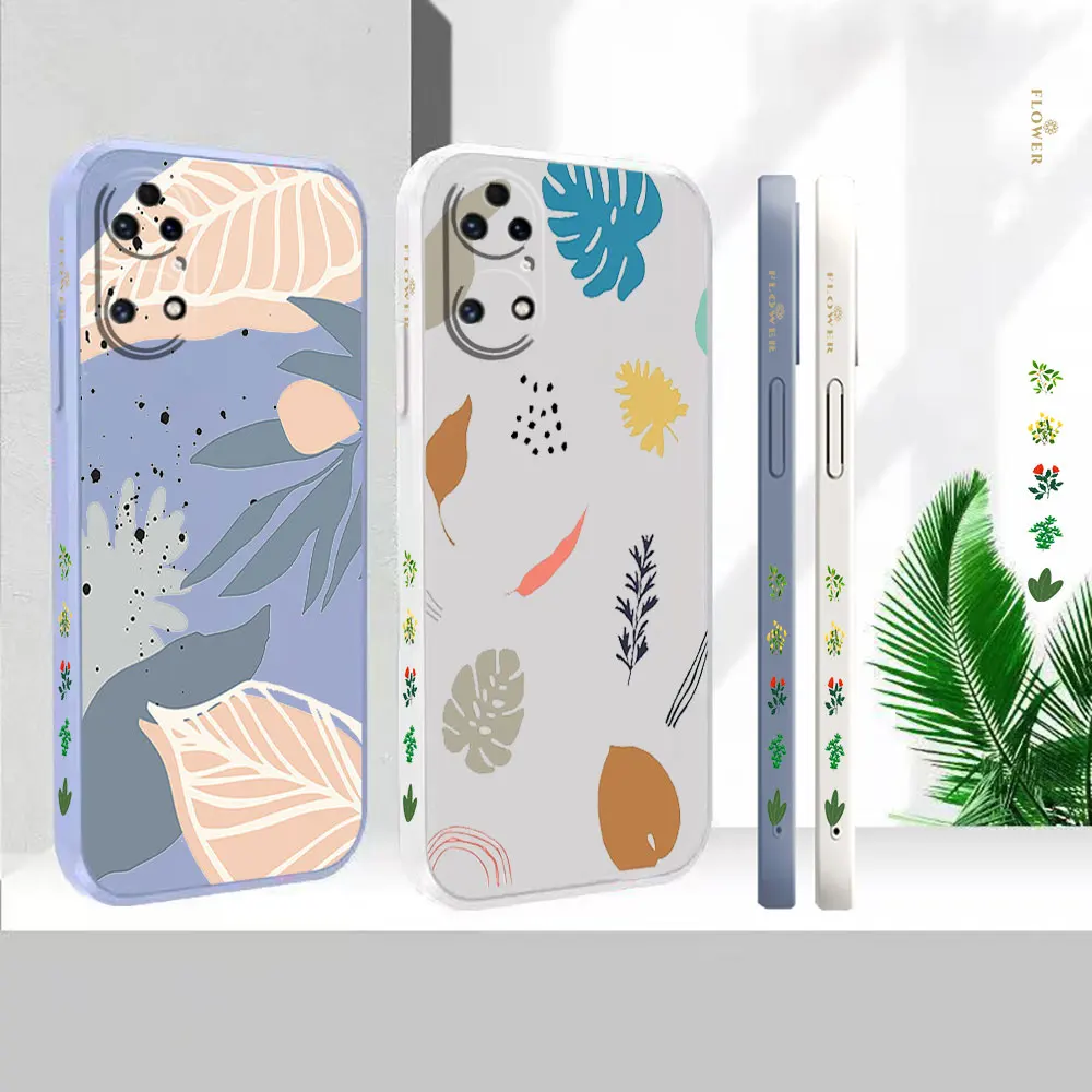

Liquid Silicone For Huawei P60 P50 P40 P30 P20 Mate 50 40 30 20X 20 10 Pro Plus Colour Cover Abstract Plants Case Funda Cqoue