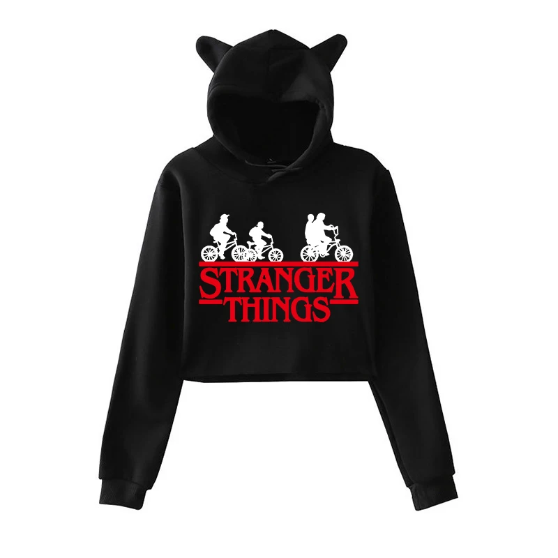

New Stranger Things Hoodies Women Long Sleeve Casual Streetwear Crop Tops Harajuku Upside Down Graphic Sweatshirts Hoodie Female